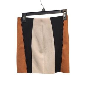 LELIS‎ Collection Colorblock Suede Trim Mini Skirt Women Size S